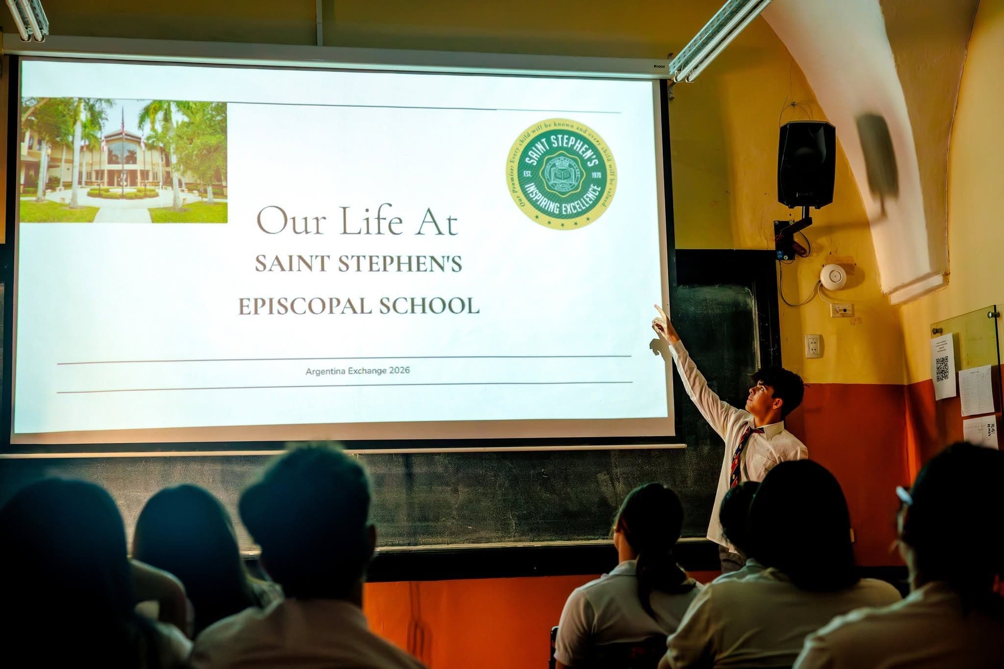 Presenting about Saint Stephen's in Argentina.