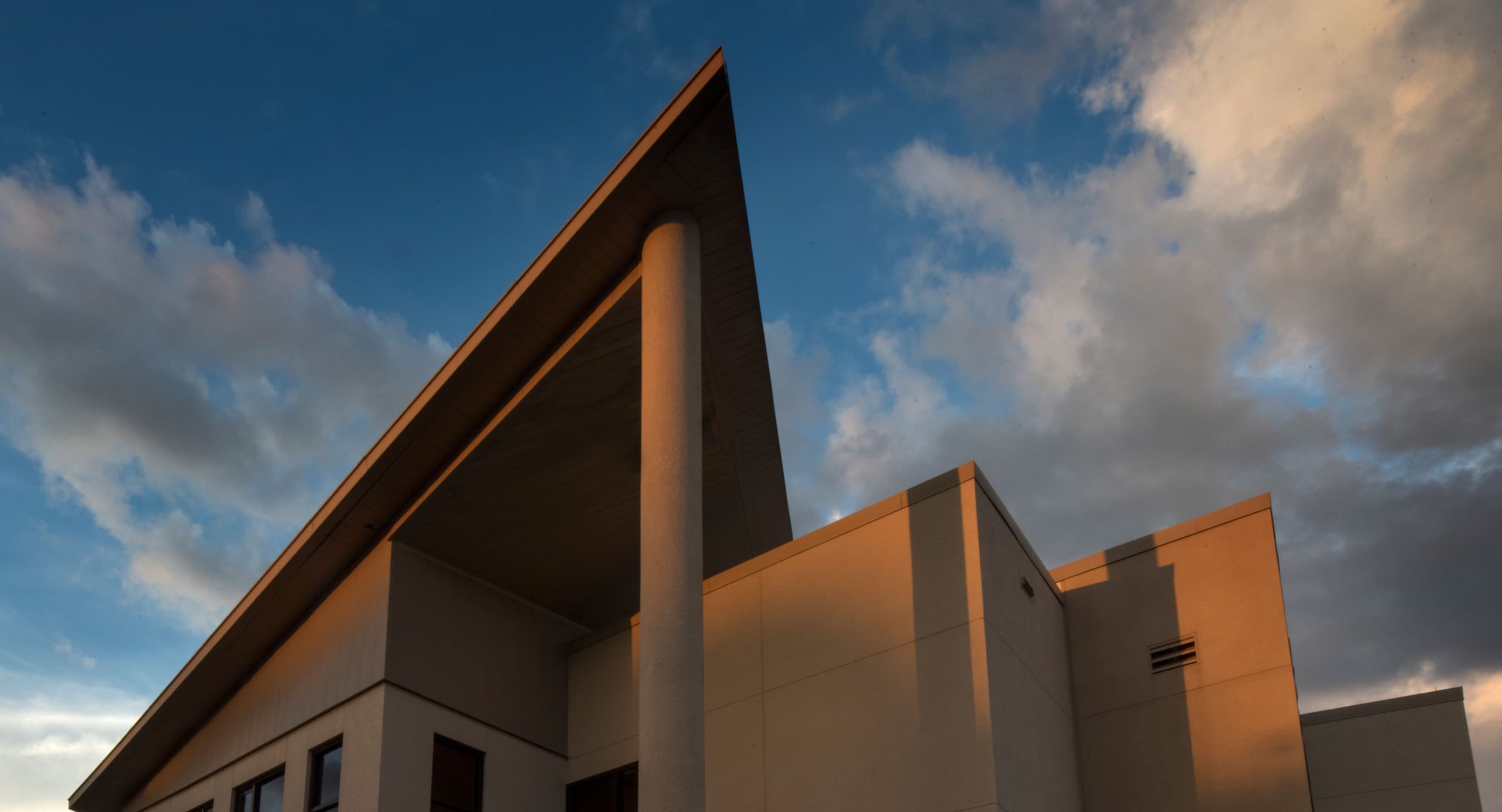 The peak of the Middle School building