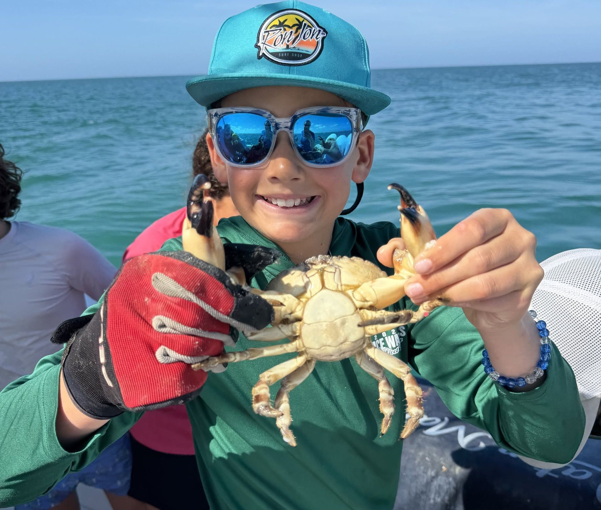 A student with a crab