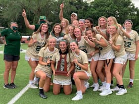 Lacrosse team holding trophy