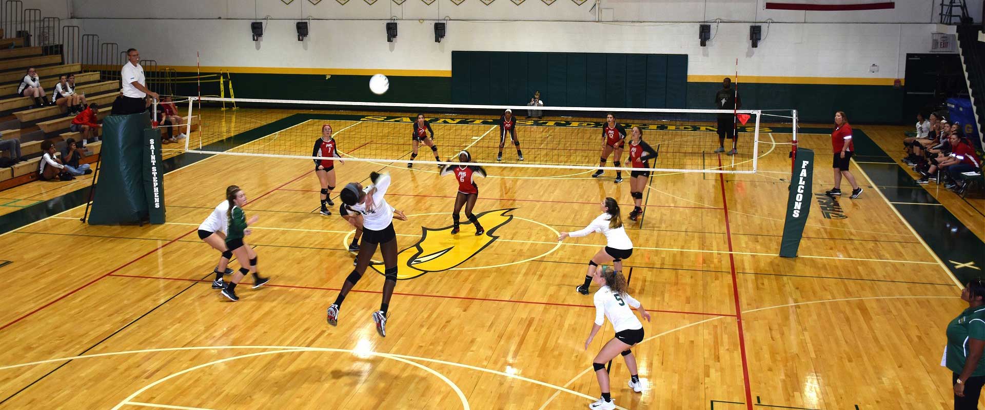 Students playing volleyball