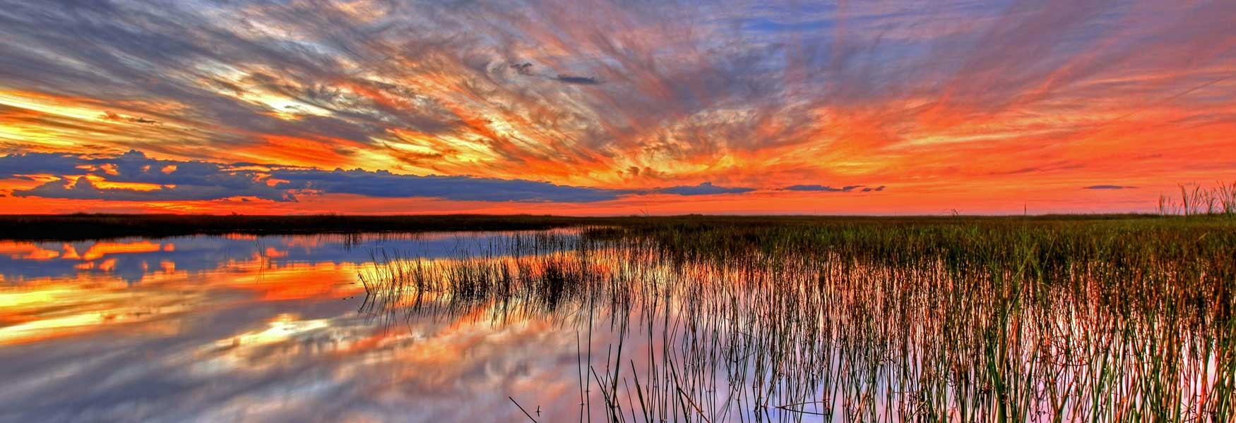 photo of sunset over wetlands